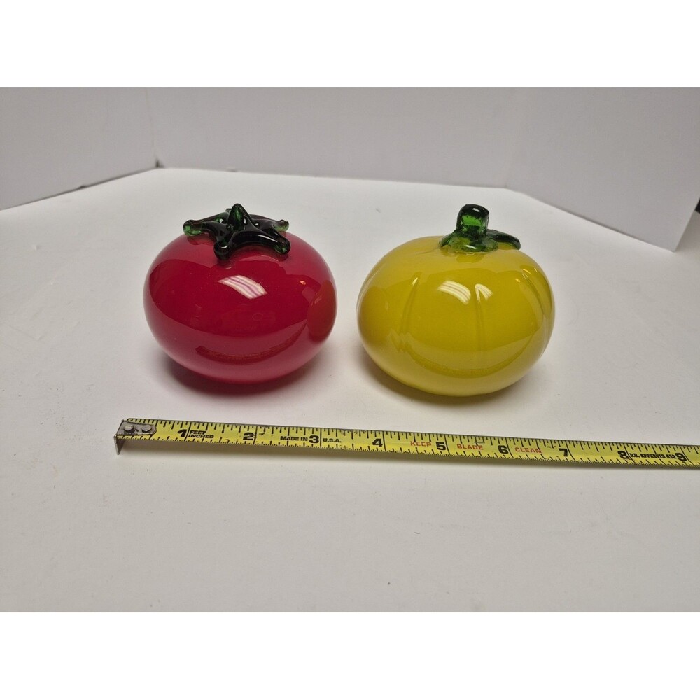 Vintage Hand-Blown Glass Fruit Tomato And Apple